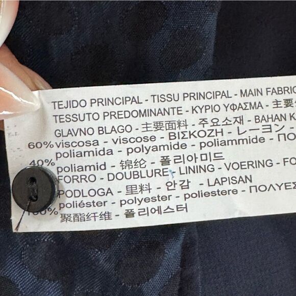 Zara Navy On Navy Polka Dot Dress Size Medium - Picture 7 of 7